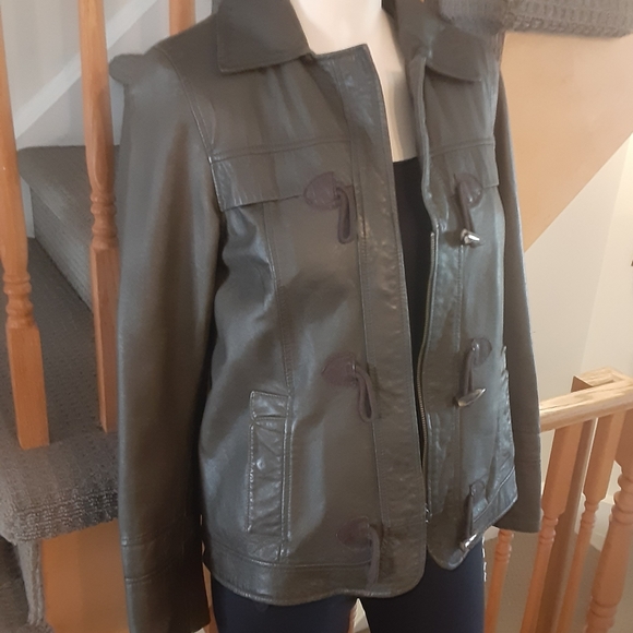DANIER Leather Dark Green Jacket- 3XS- Fits Like Women's Regular Size Small - Picture 2 of 8